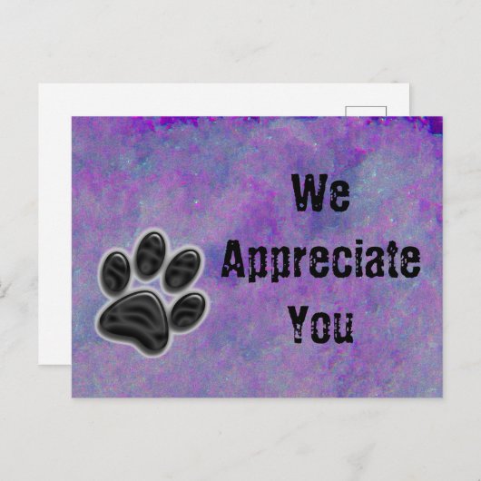 Customer Appreciation Paw Print Pet Dog Business Briefkaart (Voorkant / Achterkant)