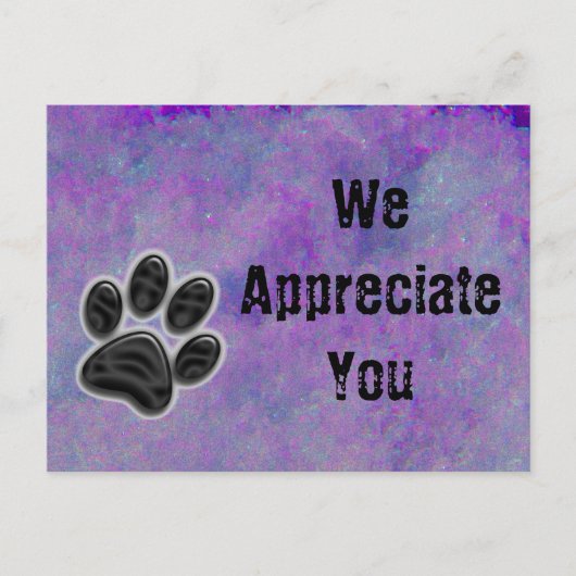 Customer Appreciation Paw Print Pet Dog Business Briefkaart (Voorkant)