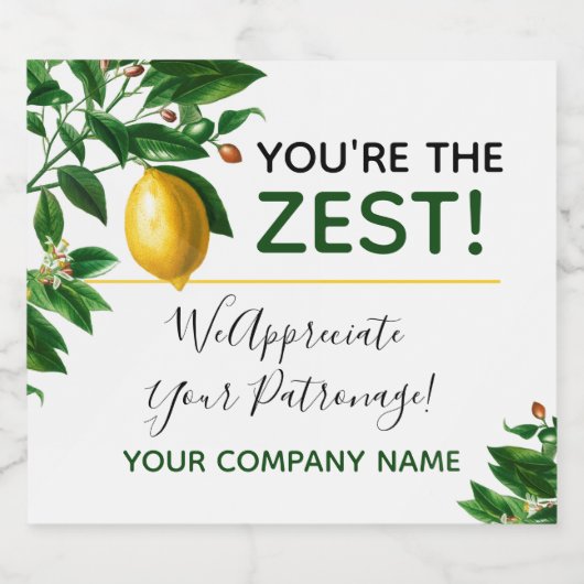 Customer Appreciation "You're The Zest" Lemon Sparkling Wijnetiket (Enkel label)