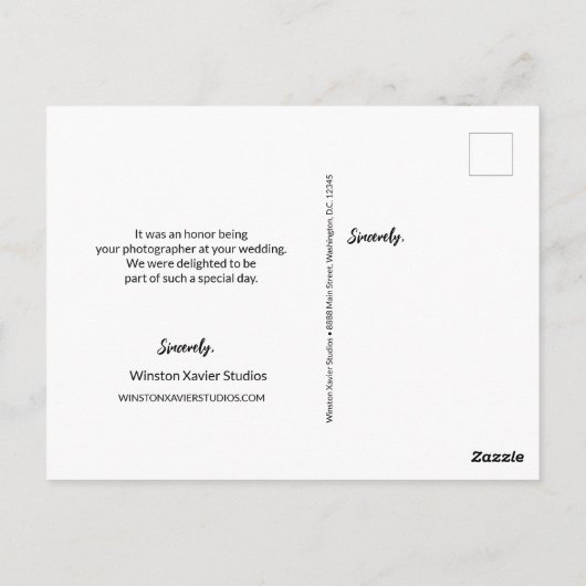 Customer Appreciing Wedding Photography Studio Briefkaart (Achterkant)