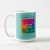 Customer Business Logo Name URL QR-code Blauwgroen Koffiemok (Links)