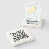 Customer Business QR Code Sjabloon Elegant Marmer Stenen Onderzetter (Zijkant)