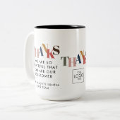 Customer Employee Company Logo Business Bedankt Tweekleurige Koffiemok (Voorkant links)