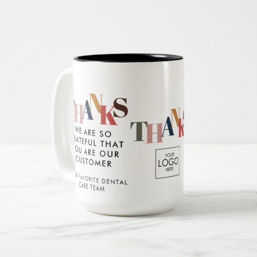 Customer Employee Company Logo Business Bedankt Tweekleurige Koffiemok (Voorkant links)