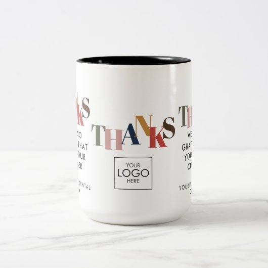 Customer Employee Company Logo Business Bedankt Tweekleurige Koffiemok (Center)
