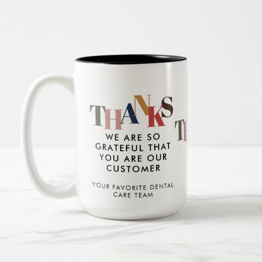 Customer Employee Company Logo Business Bedankt Tweekleurige Koffiemok (Links)