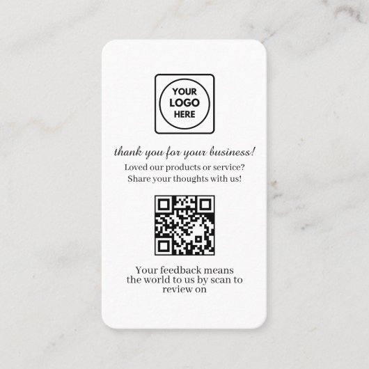 Customer Feedback QR | Custom Business Review Link Visitekaartje (Voorkant)