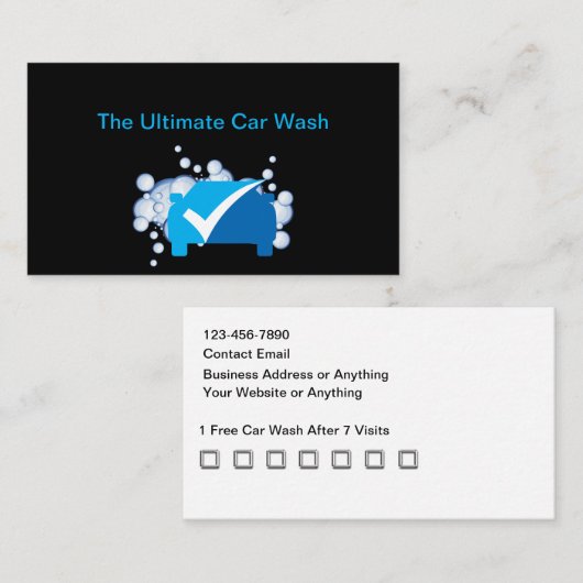 Customer Loyalty Car Wash Visitekaartjes (Voorkant / Achterkant)