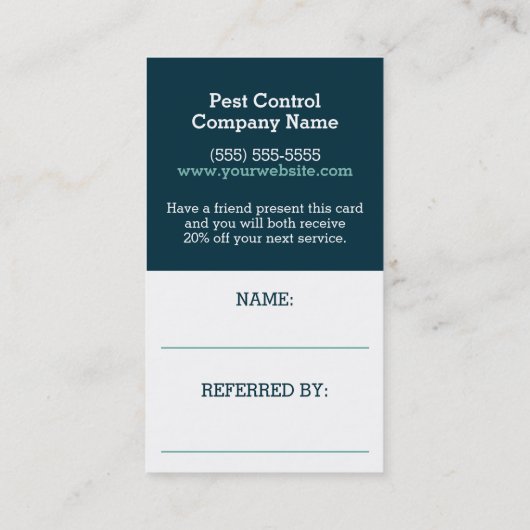 Customer Pest Control Services Aanbevelingskaartje (Achterkant)