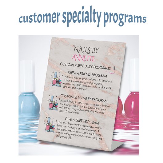 * Customer Reward Programs Nail Salon Manicurist  Reclamebord Met Voetstuk