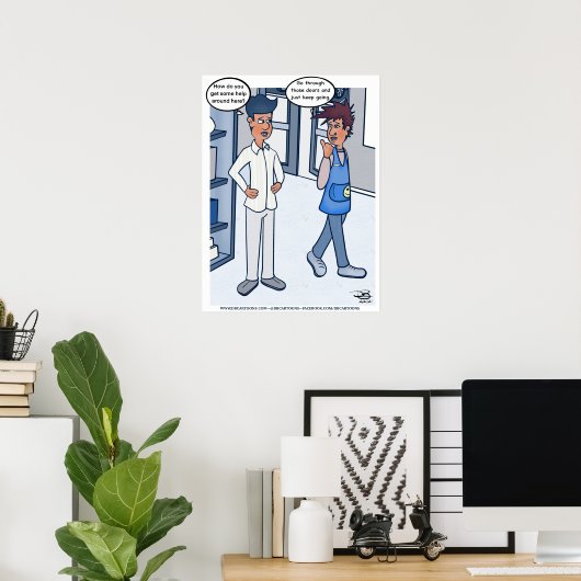 Customer Service Cartoon Poster (Thuiskantoor)