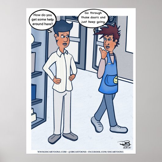 Customer Service Cartoon Poster (Voorkant)