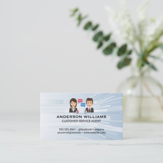 Customer Support van callcenter | Mensen chatten Visitekaartje (Staand voorkant)