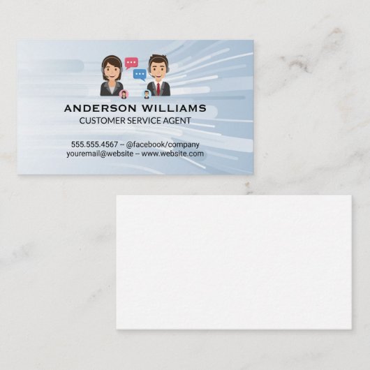 Customer Support van callcenter | Mensen chatten Visitekaartje (Voorkant / Achterkant)