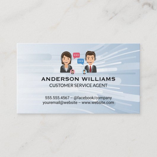 Customer Support van callcenter | Mensen chatten Visitekaartje (Voorkant)