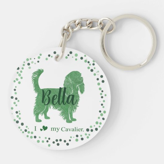 CustomGreen Cavalier Silhouet en Foto Sleutelhange Sleutelhanger (Achterkant)