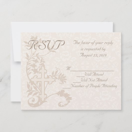 CustomInvites Cross Flourish Bruiloft RSVP Kaart (Voorkant)