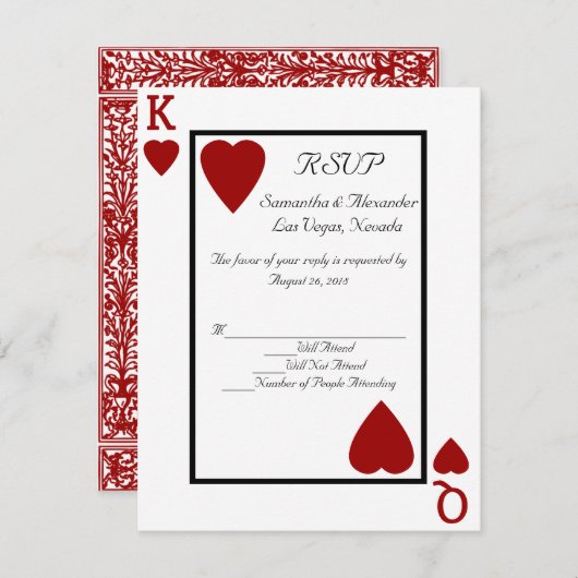 CustomInvites Spelen Kaart King/Queen RSVP (Voorkant / Achterkant)