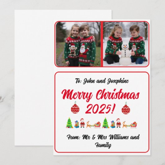 Customisable 2 Photo Traditional Christmas Card (Voorkant / Achterkant)