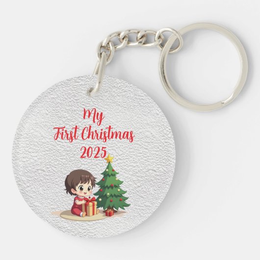 Customisable Acrylic Circle Baby First Christmas Sleutelhanger (Achterkant)