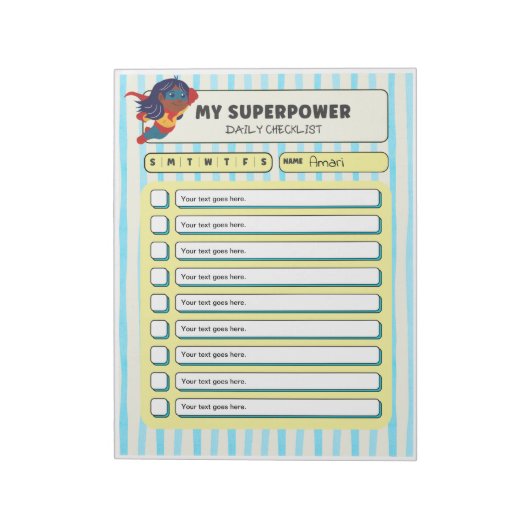 Customisable ADHD KIds Daily Checklist Notepad Notitieblok (Linkerzijde)