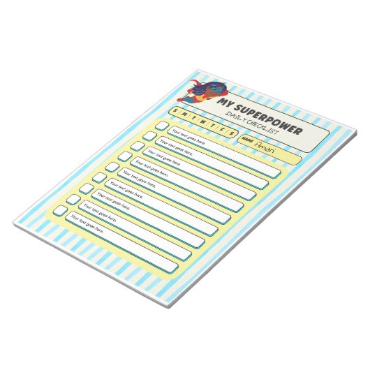 Customisable ADHD KIds Daily Checklist Notepad Notitieblok (Schuin)