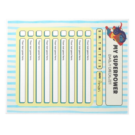 Customisable ADHD KIds Daily Checklist Notepad Notitieblok (Voorkant)