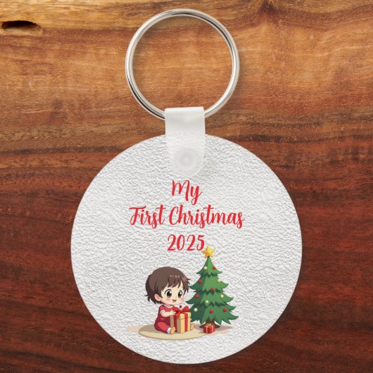 Customisable Aluminium Circle baby First Christmas Sleutelhanger (Achterkant)
