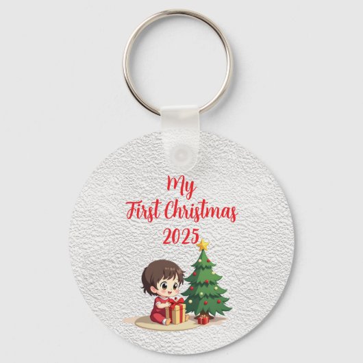 Customisable Aluminium Circle baby First Christmas Sleutelhanger (Achterkant)