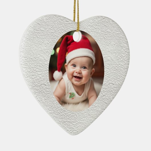 Customisable Baby's First Christmas Heart Keramisch Ornament (Rechts)