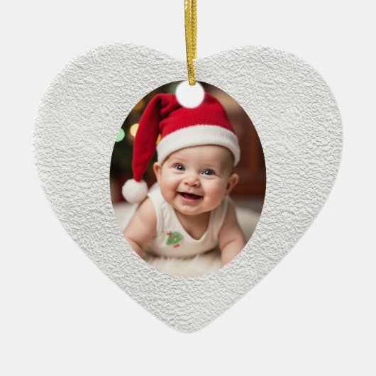 Customisable Baby's First Christmas Heart Keramisch Ornament (Voorkant)