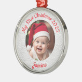 Customisable Baby's First Christmas Premium Round Metalen Ornament (Links)