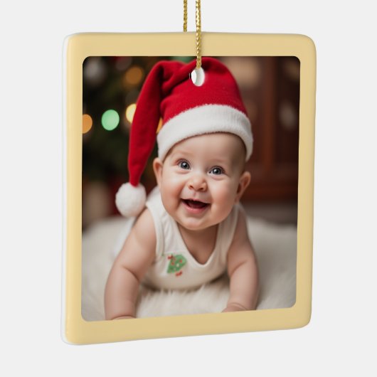 Customisable Baby's First Christmas Square Keramisch Ornament (Rechts)