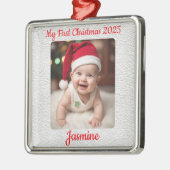 Customisable Baby's First Christmas Square Metalen Ornament (Links)