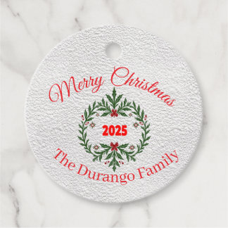 Customisable Christmas Festive Floral Wreath Bedankjes Labels