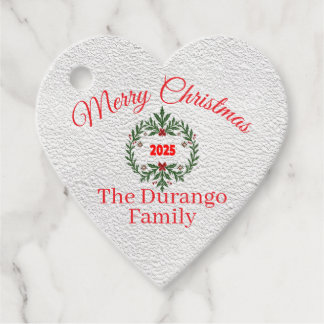Customisable Christmas Festive Floral Wreath Heart Bedankjes Labels