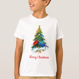 Customisable Christmas Tree Oil Painting Child T-shirt