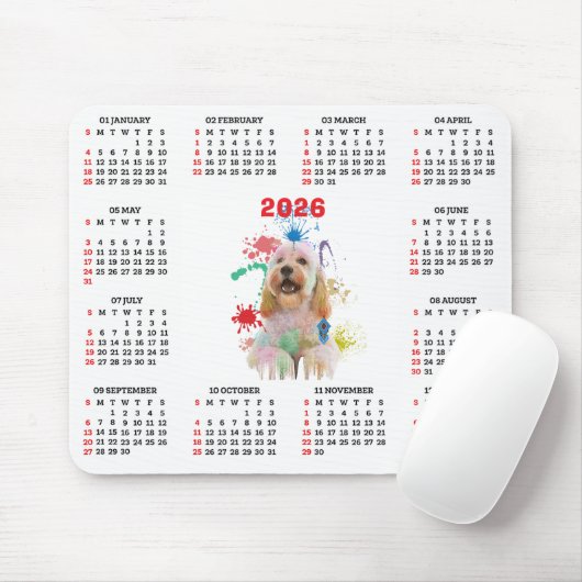 Customisable Cute Cockapoo Dog Calendar  Muismat (Met muis)