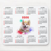 Customisable Cute Corgi Dog Calendar Muismat (Voorkant)