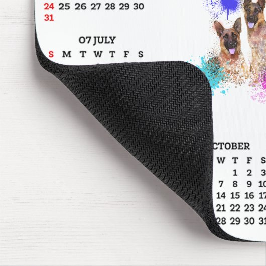 Customisable Cute German Shepherd Dog Calendar Muismat (Hoek)