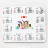 Customisable Cute German Shepherd Dog Calendar Muismat (Voorkant)