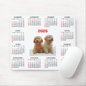 Customisable Cute Golden Retriever Dog Calendar  Muismat (Met muis)