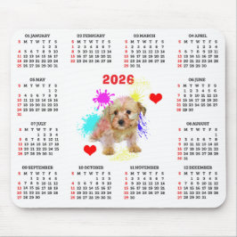 Customisable Cute Morkie Dog Calendar Muismat