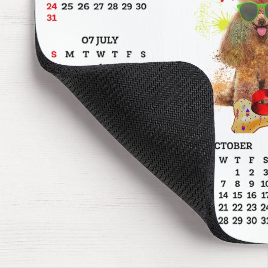 Customisable Cute Poodle Dog Calendar Muismat (Hoek)