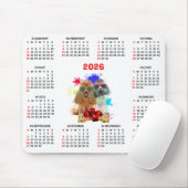 Customisable Cute Poodle Dog Calendar  Muismat (Met muis)