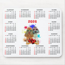 Customisable Cute Poodle Dog Calendar  Muismat
