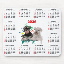 Customisable Cute Schnauzer Dog Calendar Muismat