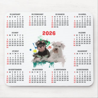 Customisable Cute Schnauzer Dog Calendar Muismat