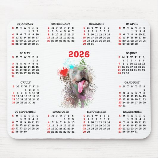 Customisable Cute Weimaraner Dog Calendar Muismat (Voorkant)