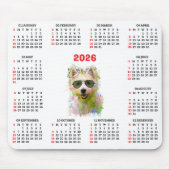 Customisable Cute Westie Dog Calendar  Muismat (Voorkant)